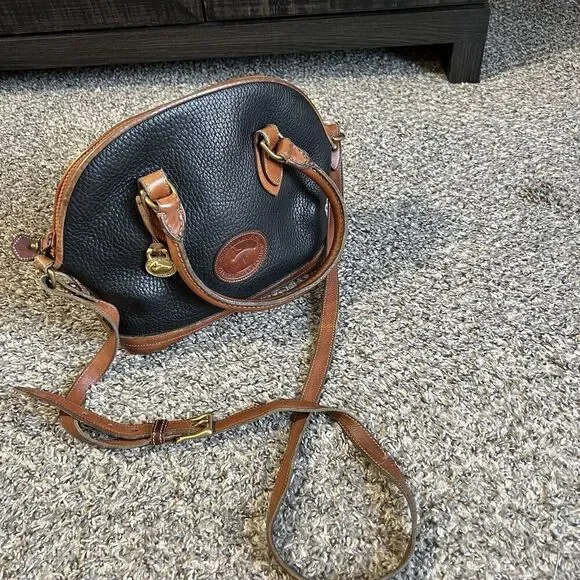 Dooney & Bourke Norfolk Crossbody Bag Handbag Purse Vintage Black Brown Leather - Picture 12 of 12